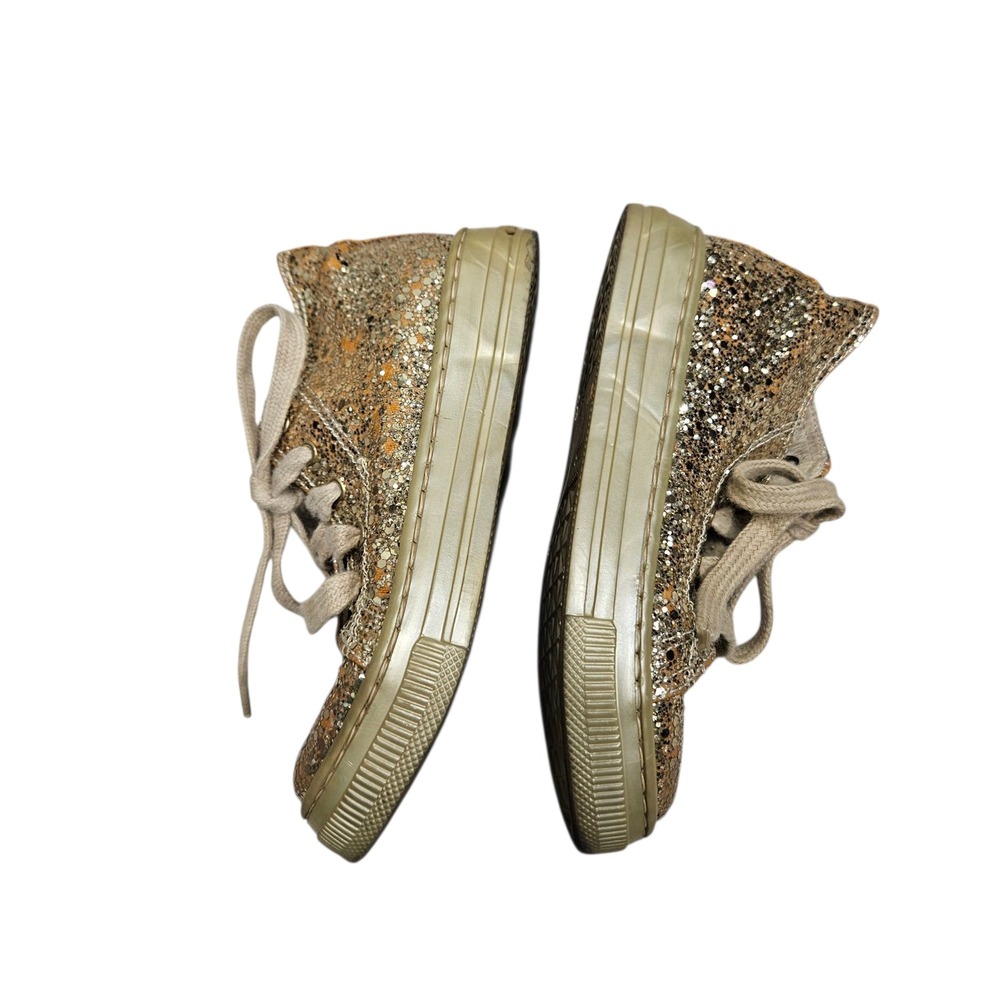 I Pinco Pallino Italy Glitter‎ Sneakers Sparkly Gold Lace Up Shoes Kids 26 9 - Picture 11 of 12